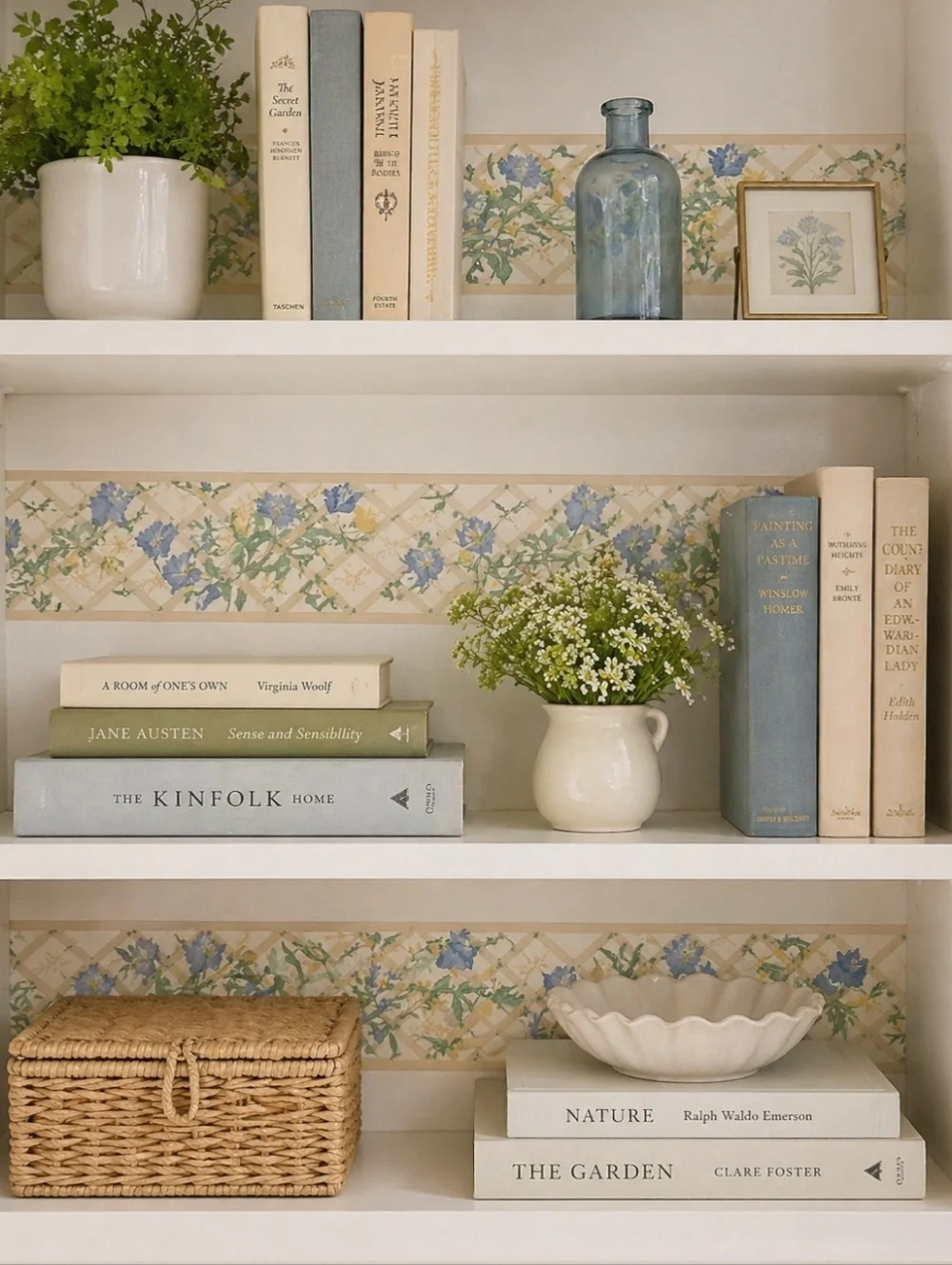 VTG Laura Ashley Charlotte Wallpaper Border UK Made Blue Green Floral Trellis